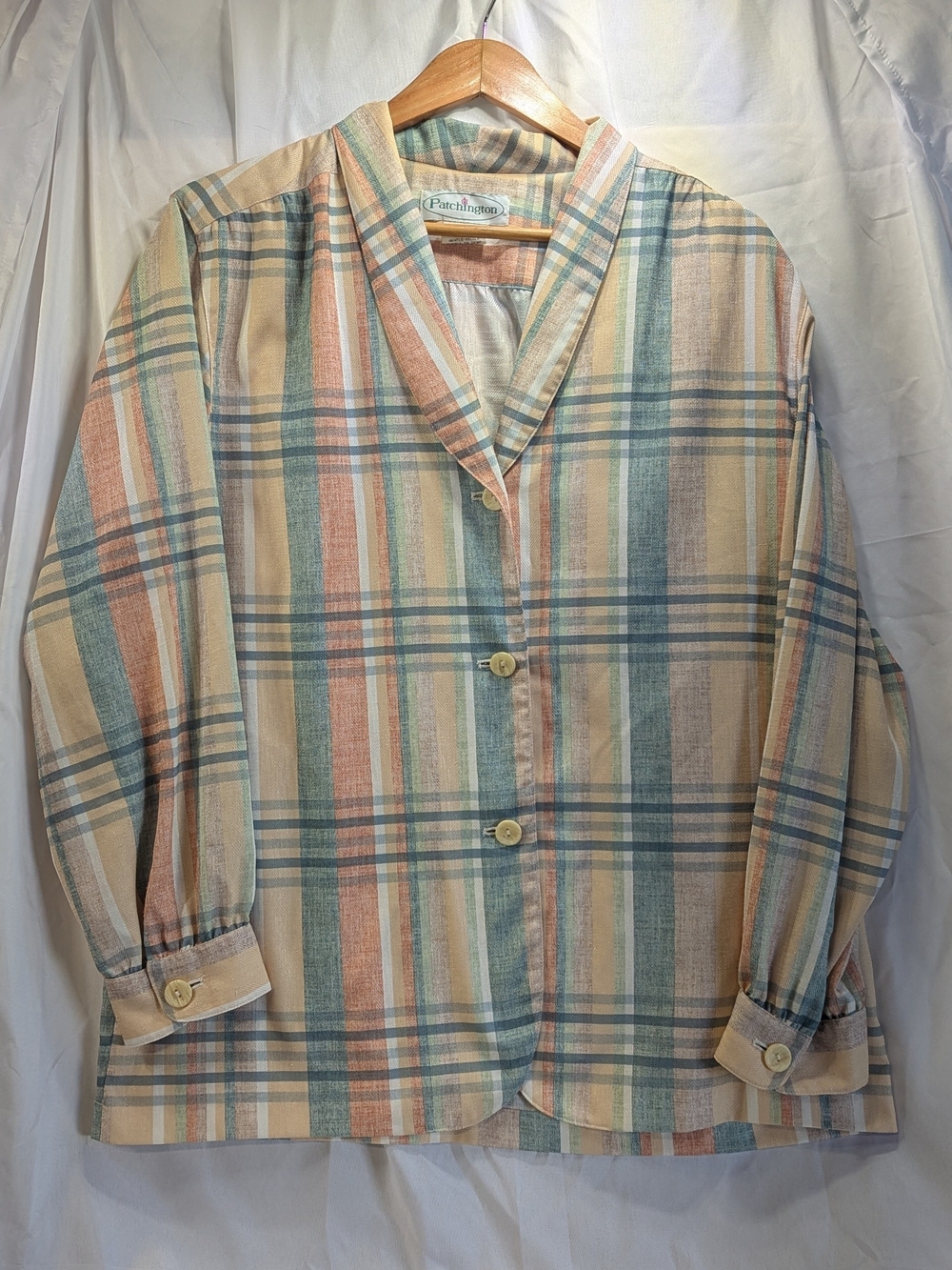 VGT Patchington Pastel Plaid Button Front Blazer Size M